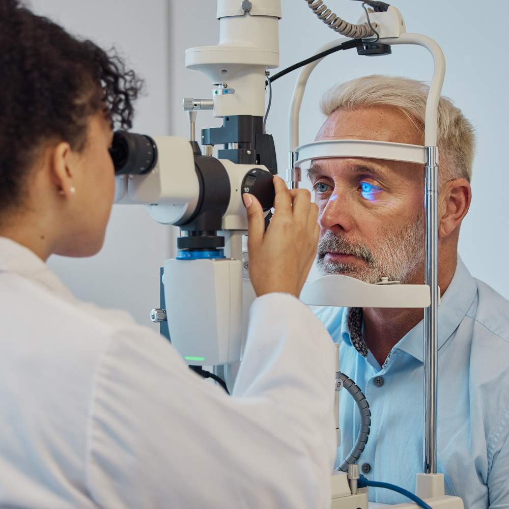 Patient going through an optical examination