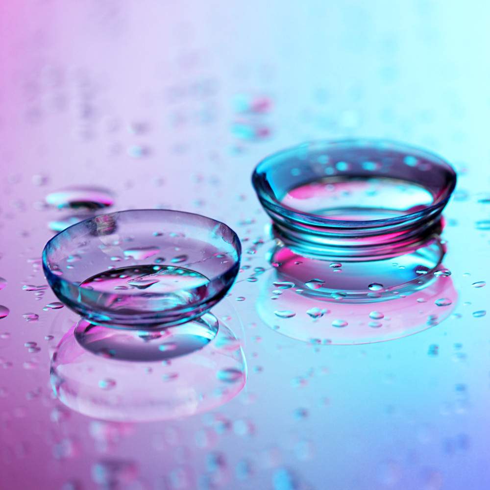 Close up shot of contact lenses