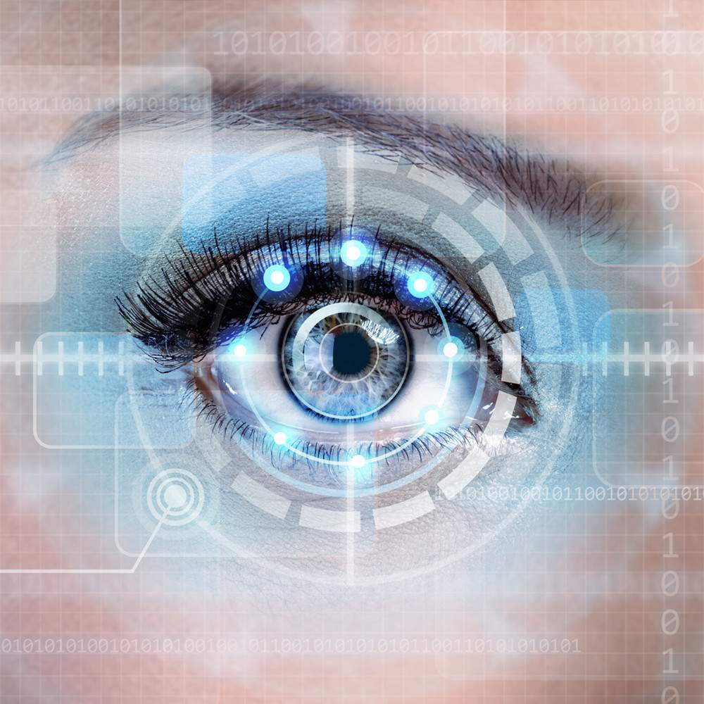 Digital overlaid on a female eye