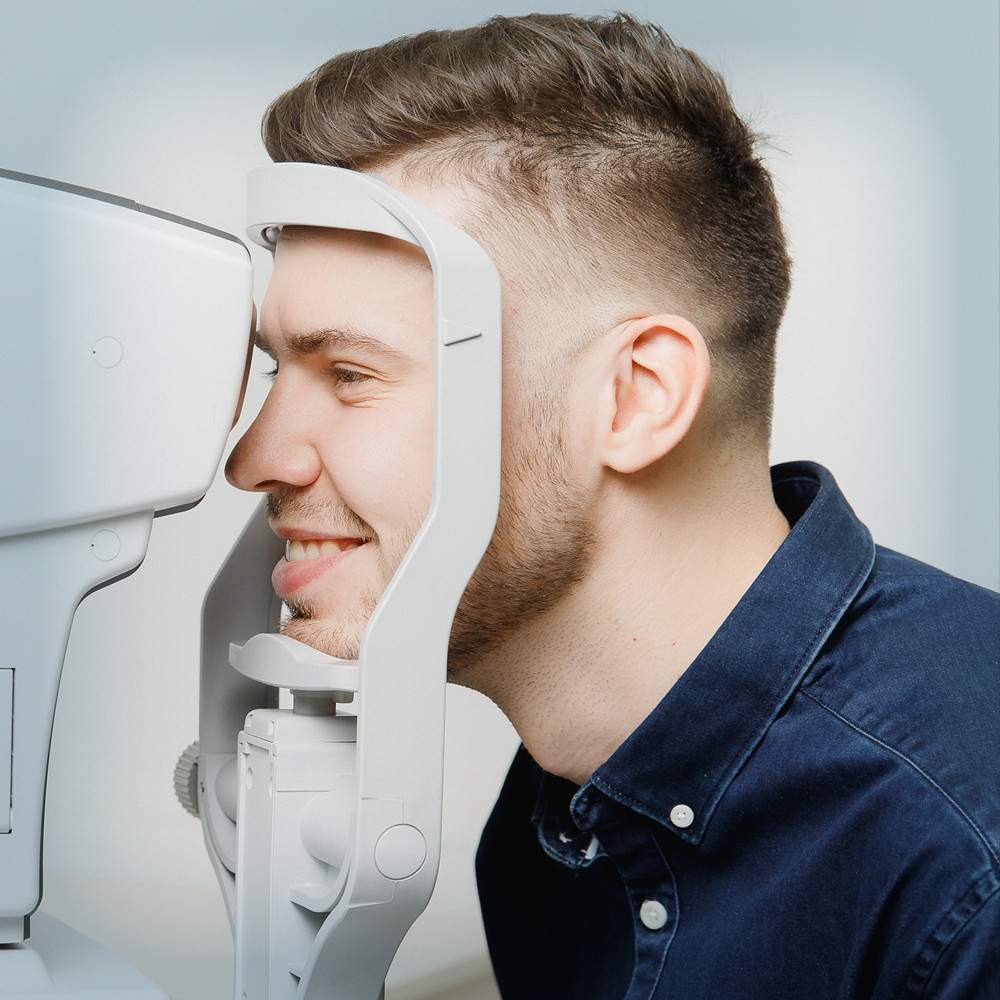 Young male going through an eye examination